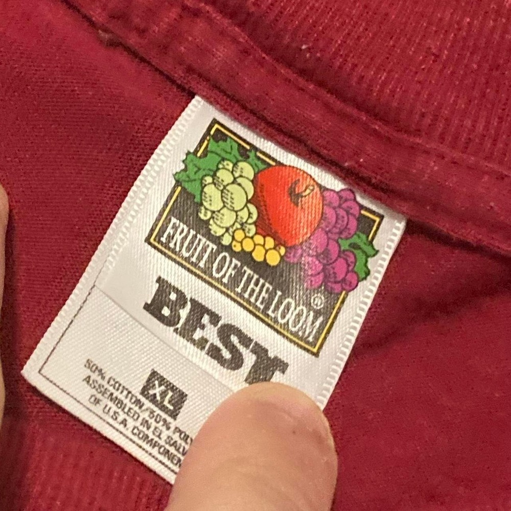 Fruit of the Loom Best maroon blank tee vtg 90s/00s 50/50 XL/23 - Picture 3 of 8